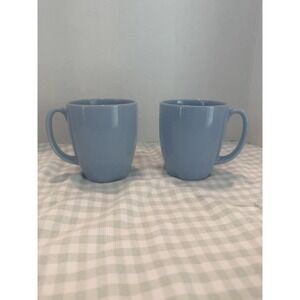Pair of  Corelle Stoneware Coffee Mug Cups Powder Blue  4".